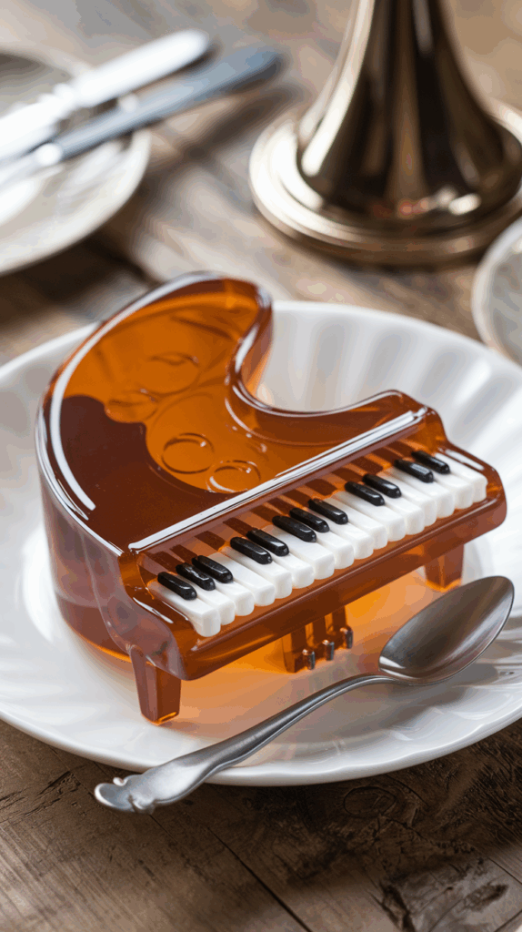 Fotorealistisches KI-Foodbild eines Klaviers aus essbaren Elementen – kreative Food Art von Edithion