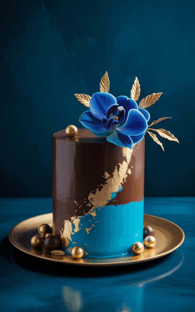 Festkuchen auf golderer Platte hochwertig angerichtet