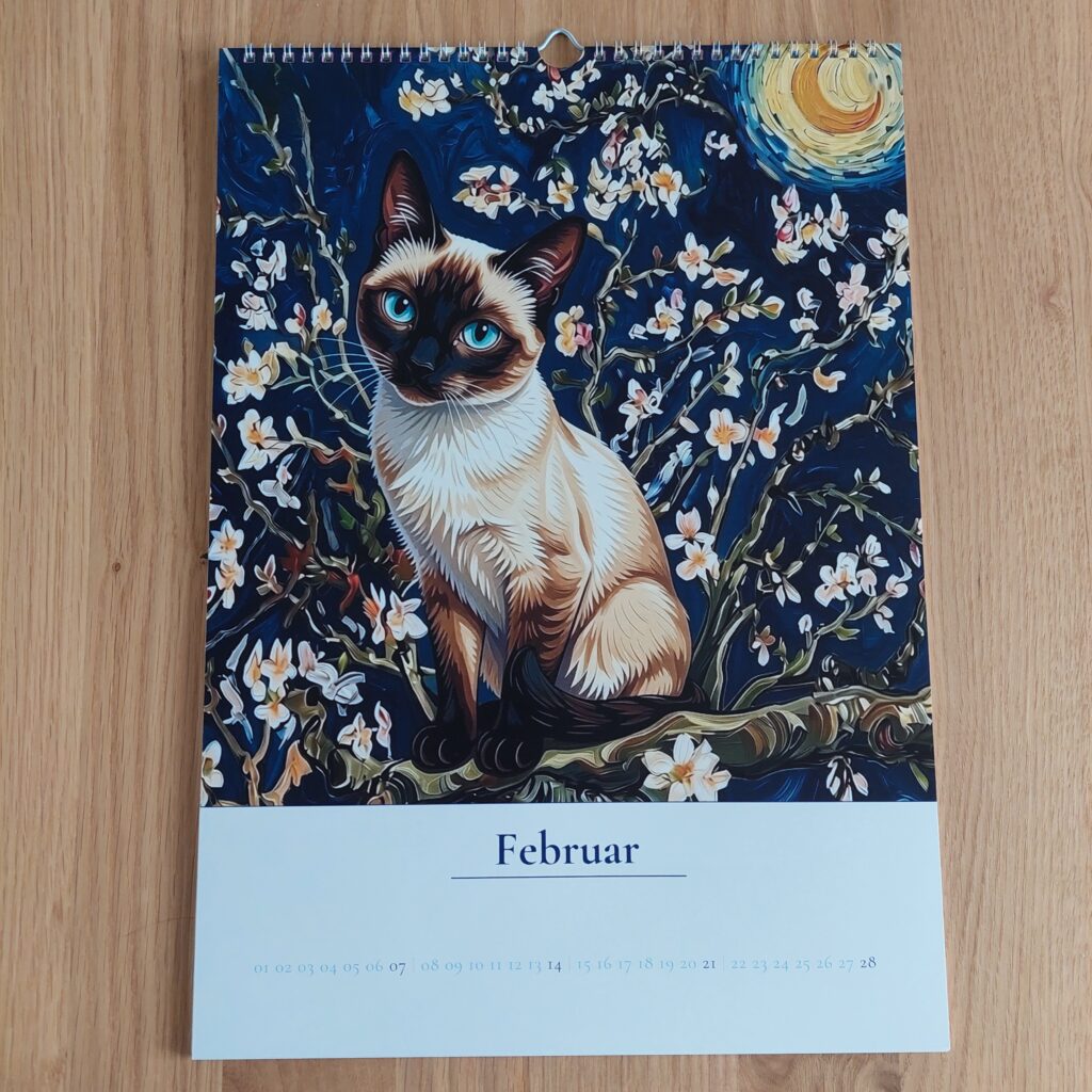 Siam cat calendar 2027 February